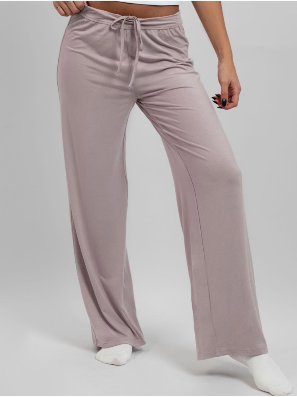 COMFRT Wide-Leg Drawstring Pants in Mauve